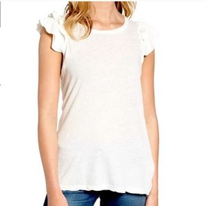 Current / Elliott Double Ruffle Tee Size 2 (Medium) NWOT